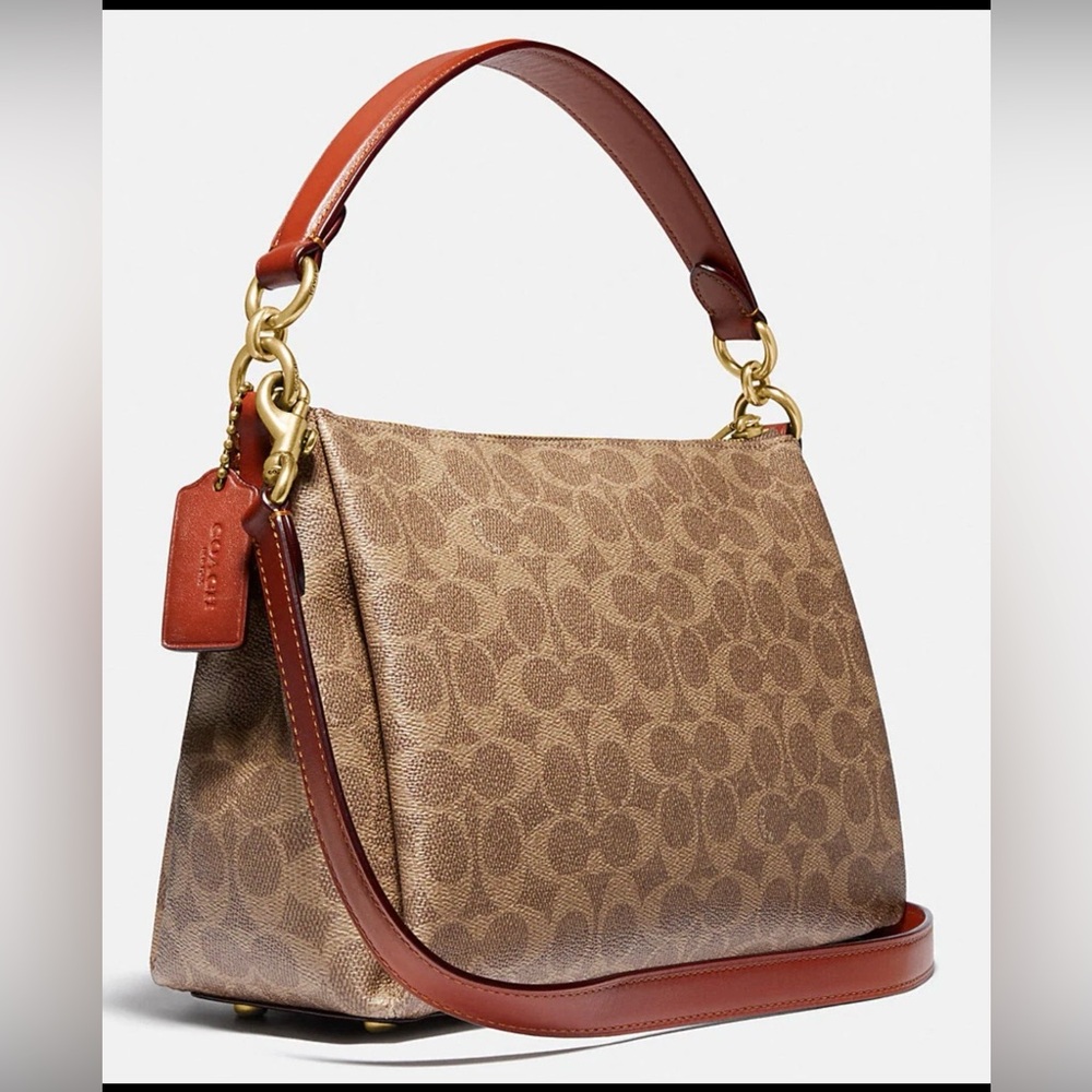 BN Coach 93847 Shay Crossbody  Bag Signature Canvas /Leather Color Tan Rust